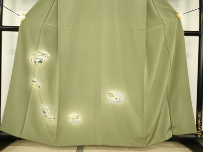 平和屋着物●訪問着　友禅　人物風景文　暈し染め　金彩　正絹　逸品　AABI6959ck