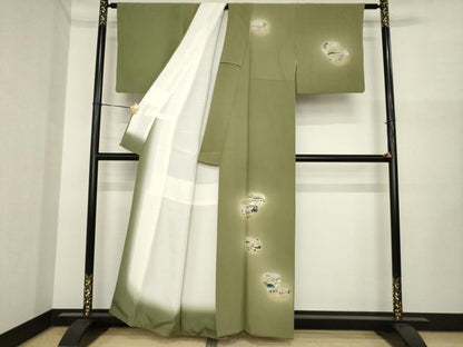 平和屋着物●訪問着　友禅　人物風景文　暈し染め　金彩　正絹　逸品　AABI6959ck