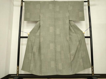 平和屋着物●江戸小紋　色紙草花文　正絹　逸品　AABI6960ck