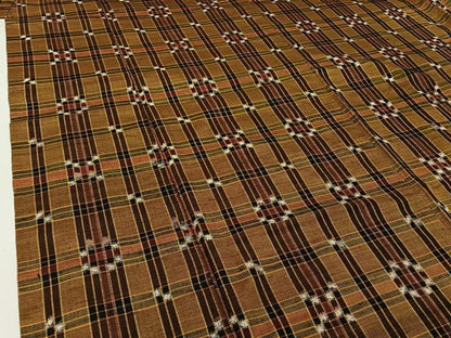 平和屋着物▽上質な紬　単衣　格子　正絹　逸品　AABI6961jh