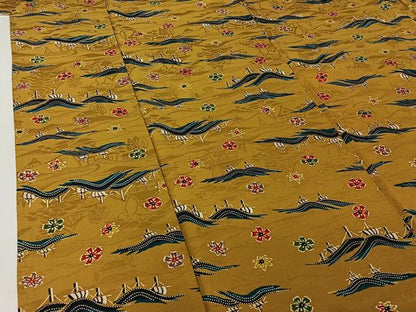 平和屋着物▽上質な小紋　単衣　型染め　流水花文　正絹　逸品　AABI6962jh