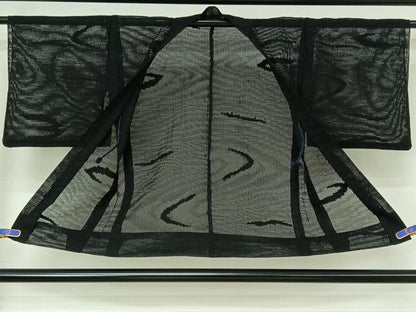 平和屋着物▽羽織　スリーシーズン　春夏秋　塵除け　流水文　黒地　正絹　逸品　AABI6966jh
