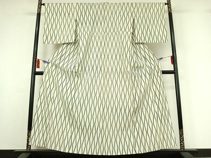平和屋着物▽上質な紬　単衣　立涌文　正絹　逸品　AABI6967jh