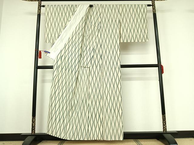 平和屋着物▽上質な紬　単衣　立涌文　正絹　逸品　AABI6967jh