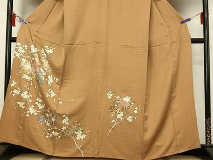 平和屋着物▽訪問着　単衣　地紙花文　金彩　正絹　逸品　AABI6969jh