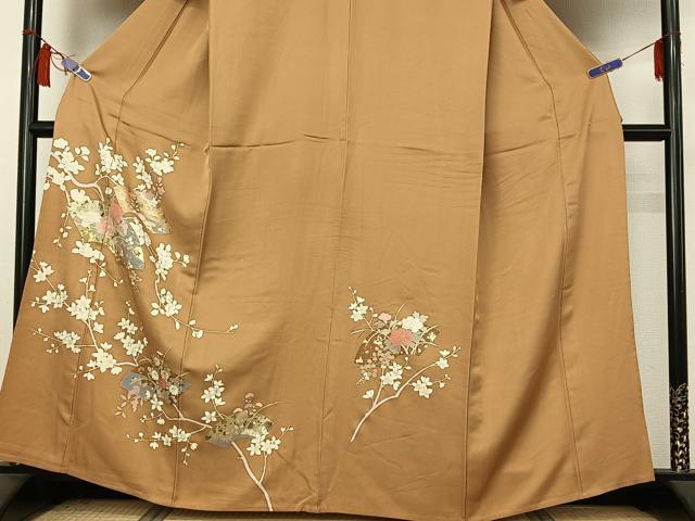 平和屋着物▽訪問着　単衣　地紙花文　金彩　正絹　逸品　AABI6969jh