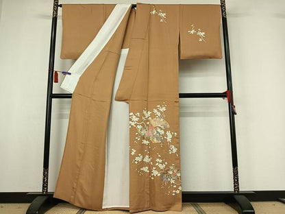 平和屋着物▽訪問着　単衣　地紙花文　金彩　正絹　逸品　AABI6969jh