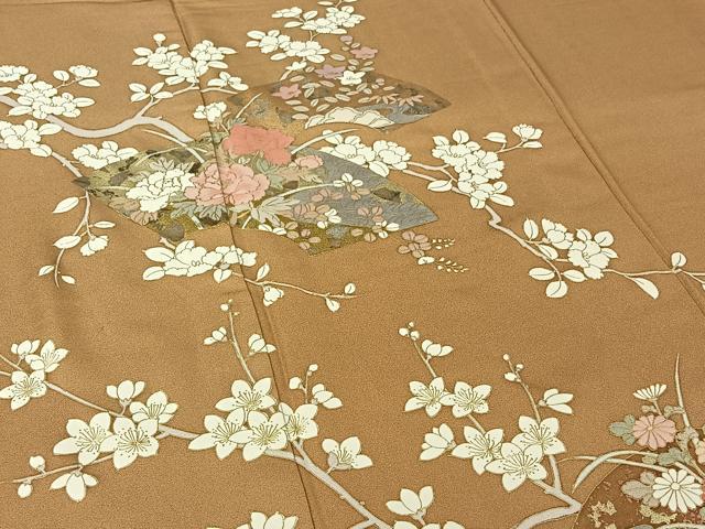 平和屋着物▽訪問着　単衣　地紙花文　金彩　正絹　逸品　AABI6969jh