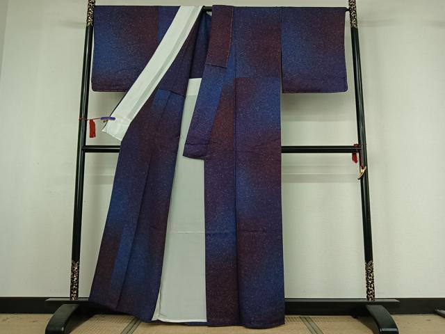 平和屋着物▽上質な小紋　単衣　霞文　暈し染め　反端付き　正絹　逸品　AABI6974jh