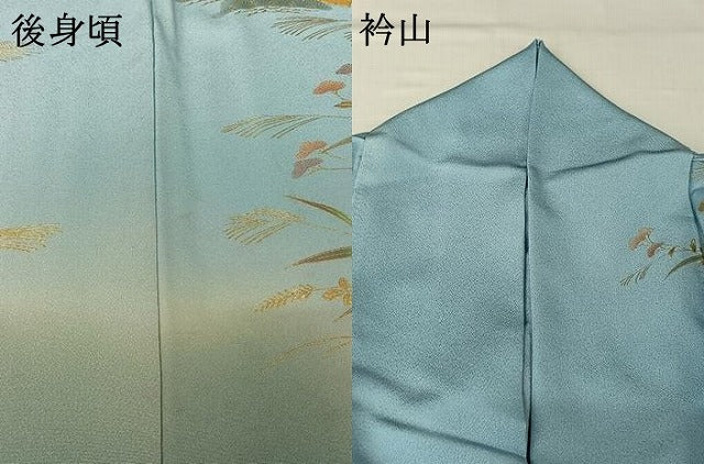 平和屋着物▽訪問着　単衣　飛鶴花文　暈し染め　金彩　正絹　逸品　AABI6975jh