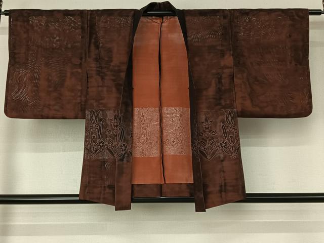 平和屋着物▽羽織　スリーシーズン　春夏秋　塵除け　草花文　銀糸　正絹　逸品　AABI6977jh