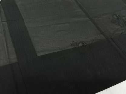 平和屋着物▽羽織　スリーシーズン　春夏秋　塵除け　草花文　黒地　正絹　逸品　AABI6978jh