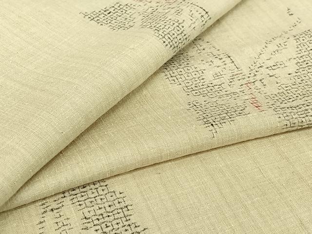 平和屋着物▽結城紬　単衣　80亀甲　舞蝶文　正絹　逸品　AABI6981jh