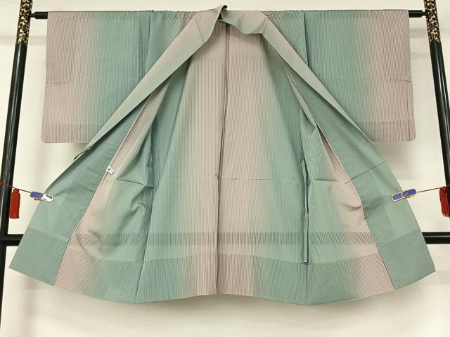 平和屋着物▽道中着　スリーシーズン　春夏秋　塵除け　縞　暈し染め　正絹　逸品　AABI6982jh