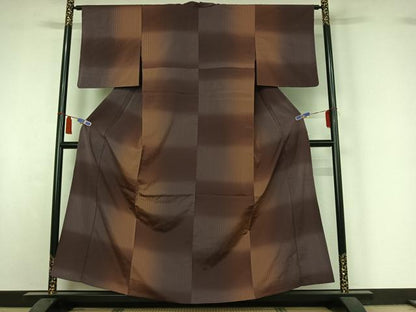平和屋着物▽上質な小紋　単衣　紬地　霞文　正絹　逸品　AABI6983jh