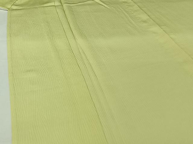 平和屋着物▽上質な色無地　単衣　若芽色　銀座越後屋扱い　ロング丈　正絹　逸品　AABI6984jh