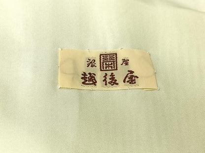 平和屋着物▽上質な色無地　単衣　若芽色　銀座越後屋扱い　ロング丈　正絹　逸品　AABI6984jh
