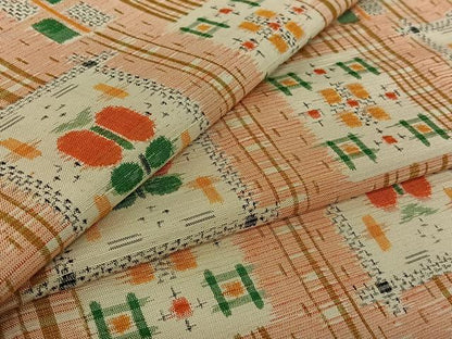 平和屋着物▽上質な紬　単衣　遠州椿　正絹　逸品　AABI6986jh