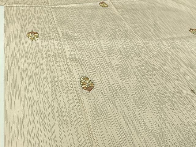 平和屋着物▽上質な紬　単衣　陶器花文　正絹　逸品　AABI6987jh