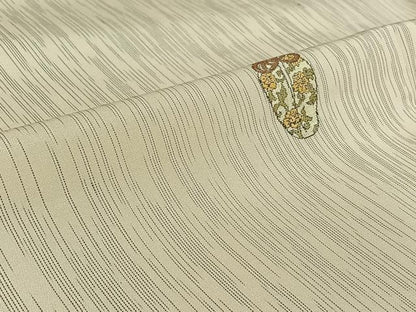平和屋着物▽上質な紬　単衣　陶器花文　正絹　逸品　AABI6987jh