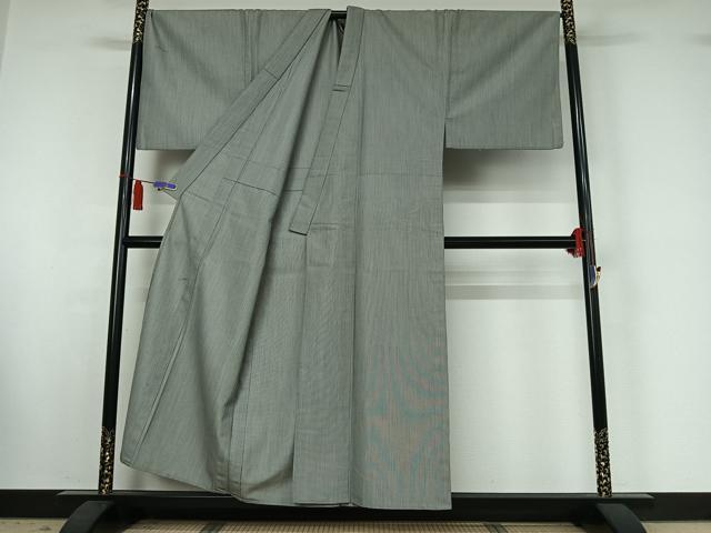 平和屋着物▽男性　紬　単衣　アンサンブル　縞　キングサイズ　正絹　逸品　AABI6989jh