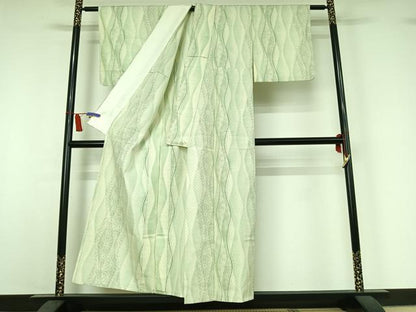平和屋着物▽上質な紬　単衣　立涌文　正絹　逸品　AABI7000jh