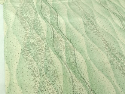 平和屋着物▽上質な紬　単衣　立涌文　正絹　逸品　AABI7000jh