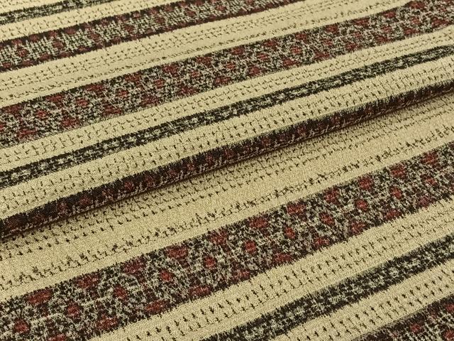 平和屋着物▽本塩沢　単衣　横段文　正絹　逸品　AABI7002jh