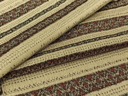 平和屋着物▽本塩沢　単衣　横段文　正絹　逸品　AABI7002jh