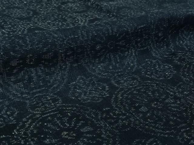 平和屋着物▽結城ちぢみ　単衣　正倉院花文　正絹　逸品　AABI7003jh