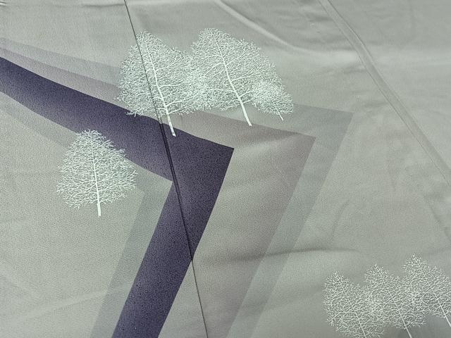 平和屋着物▽訪問着　単衣　樹林文　正絹　逸品　AABI7007jh