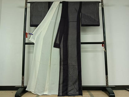 平和屋着物▽訪問着　無双　紗袷　紗×絽　網目文　正絹　逸品　AABI7008jh