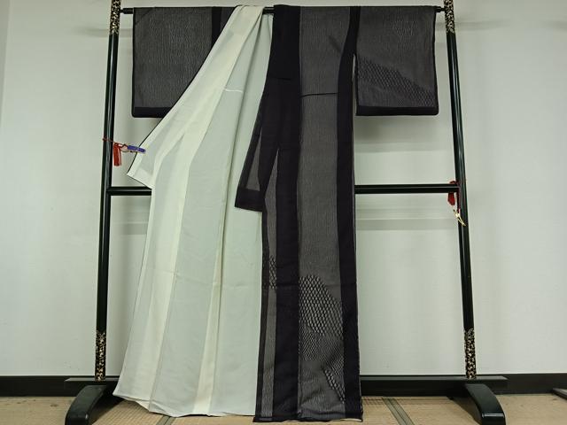 平和屋着物▽訪問着　無双　紗袷　紗×絽　網目文　正絹　逸品　AABI7008jh