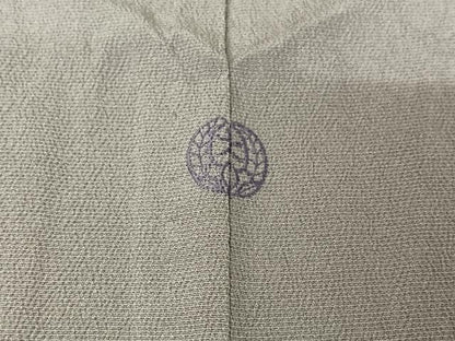 平和屋着物▽細雪しおざわ　単衣　牡丹鼠色　反端付き　正絹　逸品　AABI7009jh