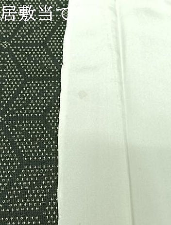 平和屋着物▽上質な紬　単衣　麻の葉文様　黒地　正絹　逸品　AABI7012jh