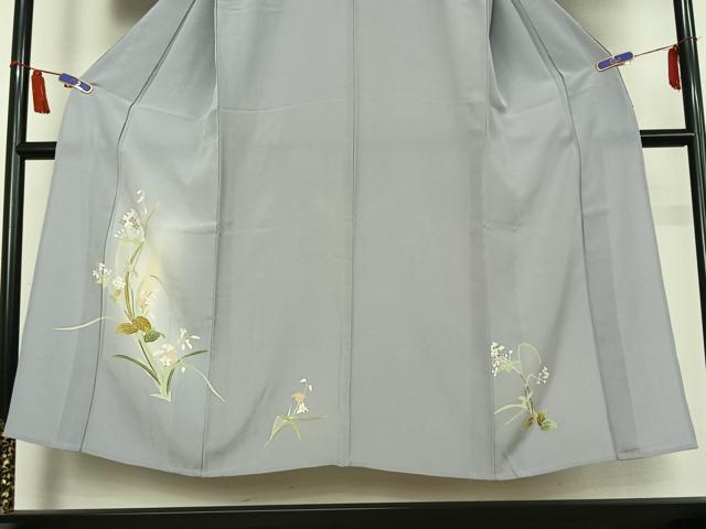 平和屋着物▽訪問着　単衣　草花文　正絹　逸品　AABI7014jh