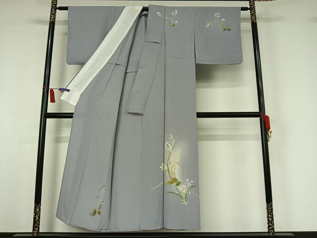 平和屋着物▽訪問着　単衣　草花文　正絹　逸品　AABI7014jh