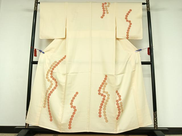平和屋着物▽訪問着　単衣　刺繍　舞花文　正絹　逸品　AABI7017jh