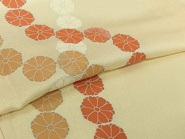 平和屋着物▽訪問着　単衣　刺繍　舞花文　正絹　逸品　AABI7017jh