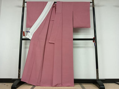 平和屋着物▽上質な紬　単衣　菖蒲色　正絹　逸品　AABI7018jh