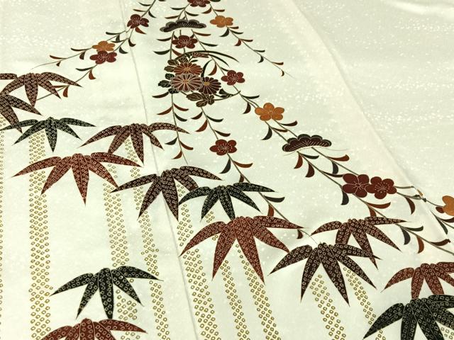 平和屋着物▽訪問着　単衣　松竹梅　金彩　正絹　逸品　AABI7022jh
