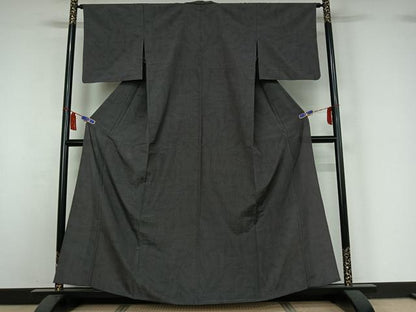 平和屋着物▽本塩沢　単衣　110亀甲　草花文　正絹　逸品　AABI7023jh