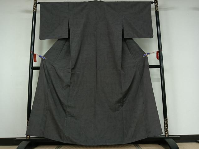 平和屋着物▽本塩沢　単衣　110亀甲　草花文　正絹　逸品　AABI7023jh