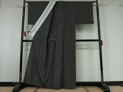 平和屋着物▽本塩沢　単衣　110亀甲　草花文　正絹　逸品　AABI7023jh