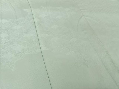 平和屋着物▽無地絵羽訪問着　単衣　青海波地紋　秘色色　正絹　逸品　AABI7026jh