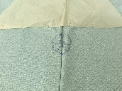 平和屋着物▽無地絵羽訪問着　単衣　青海波地紋　秘色色　正絹　逸品　AABI7026jh
