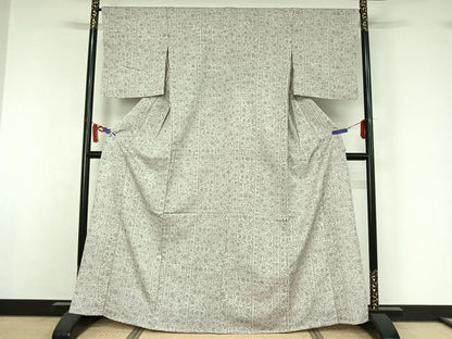 平和屋着物▽上質な小紋　単衣　流水花文　正絹　逸品　AABI7027jh