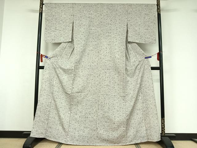 平和屋着物▽上質な小紋　単衣　流水花文　正絹　逸品　AABI7027jh