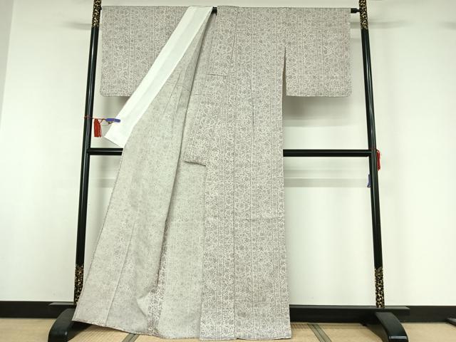 平和屋着物▽上質な小紋　単衣　流水花文　正絹　逸品　AABI7027jh