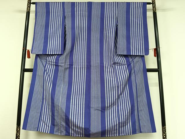 平和屋着物▽アンティーク　大正ロマン　紬　単衣　縞　正絹　逸品　AABI7028jh
